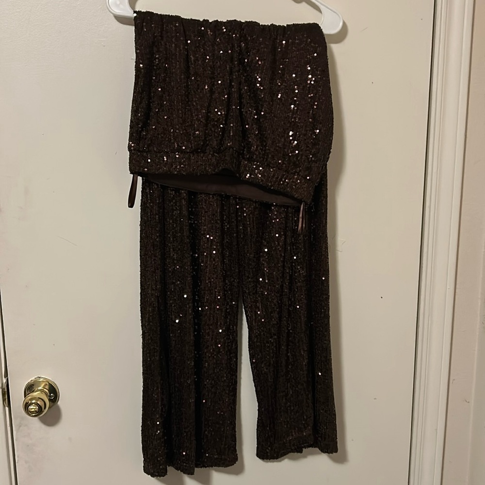 Fashion Nova Brown Sequin Women’s Wide Leg Pants